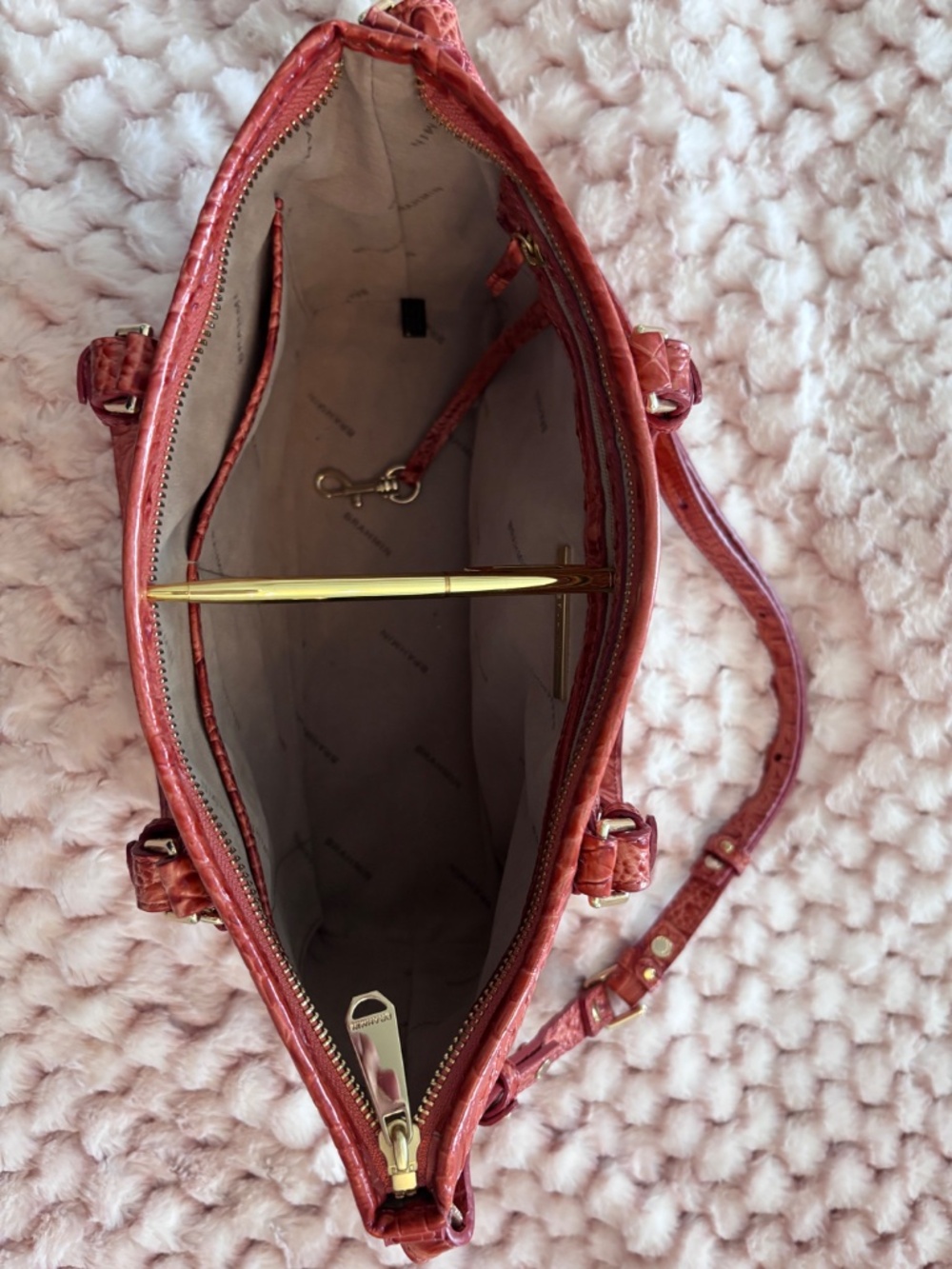 EUC Brahmin Melbourne Satchel and Matching Wallet in Beautiful Pecan - Picture 10 of 16